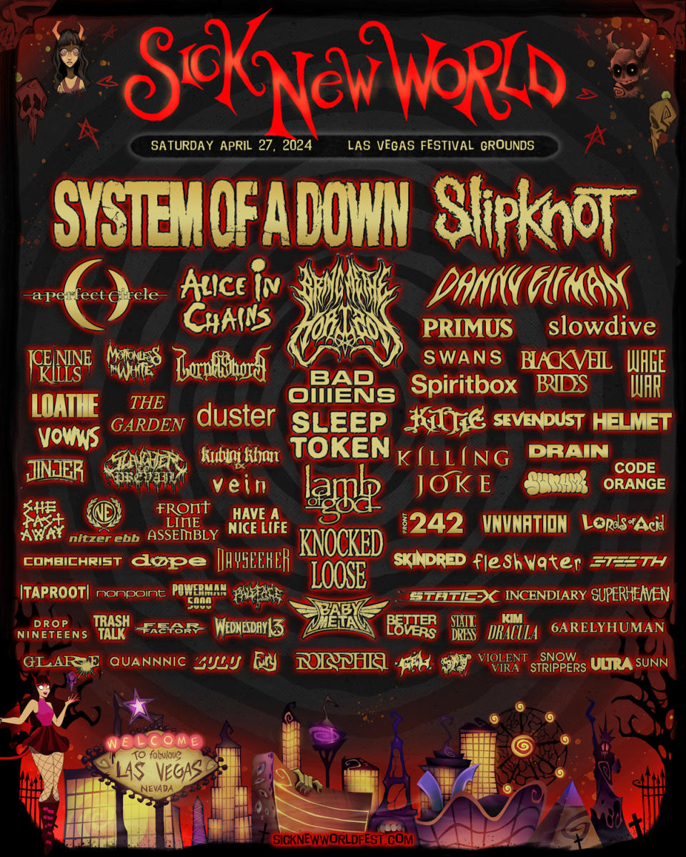 Sick New World 2024 Lineup System of a Down, Slipknot, and More