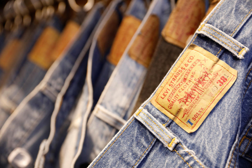 Jeans trousers are displayed at a Levi Strauss store in New York, U.S., March 19, 2019. REUTERS/Shannon Stapleton