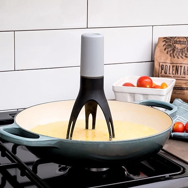 the automatic stirrer in a pan