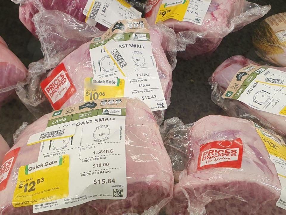 Legs of lamb for sale in Woolworths.