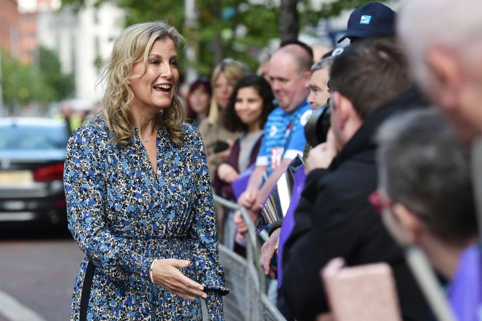 Sophie, Countess of Wessex greets well wishers as she arrives for a Platinum Jubilee celebration on June 4, 2022 in Belfast (Getty Images)