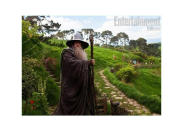 Gandalf the Grey (Sir Ian McKellen) in Hobbiton once again. (Credit: EW)