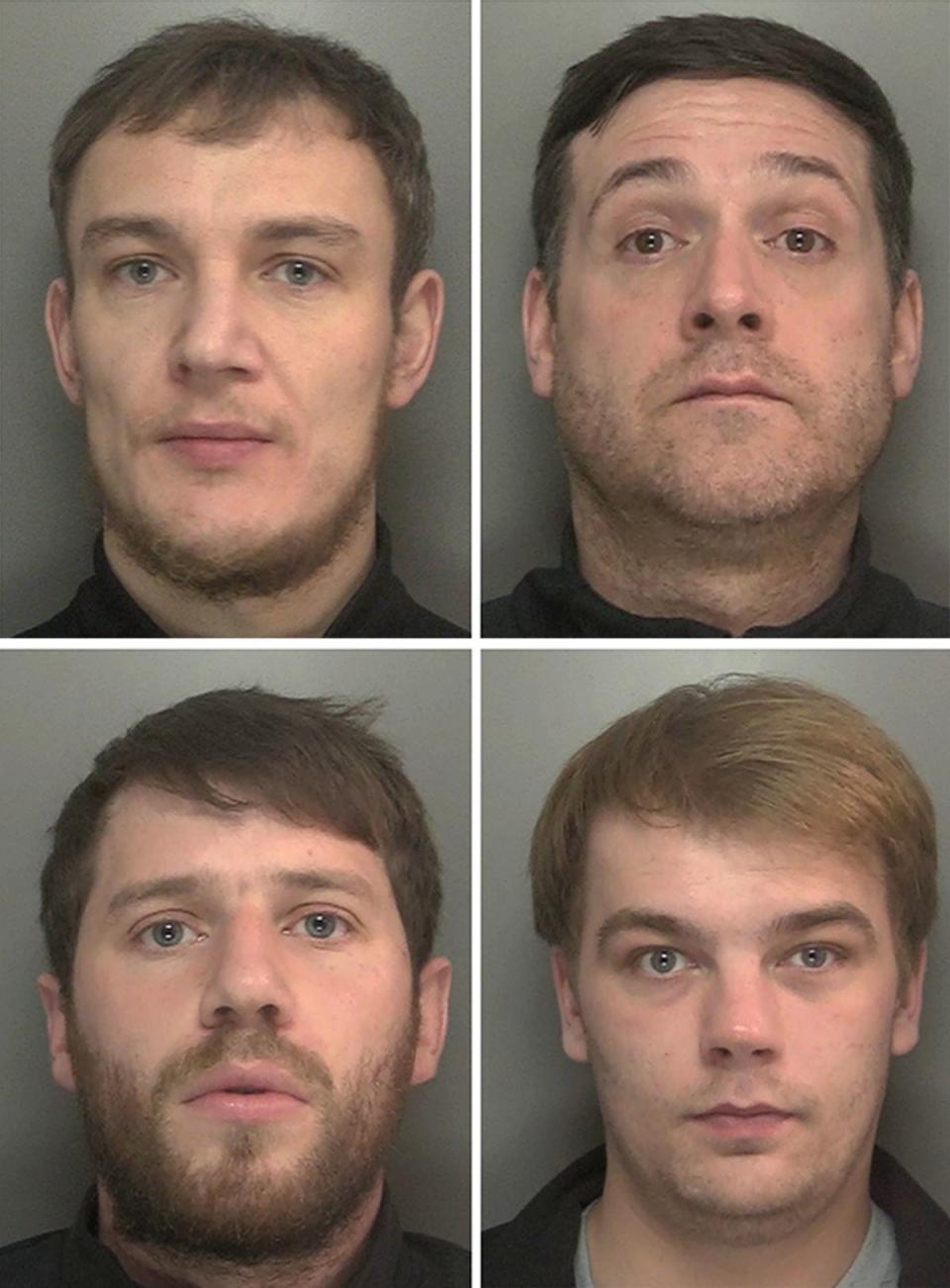 Clockwise from top left: Joseph Peers, James Witham, Niall Barry and Sean Zeisz, who have been jailed for Ms Dale’s murder (PA)