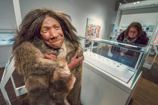 Reconstruction of a Neanderthal child at St Fagans National Museum of History (Marc Atkins)