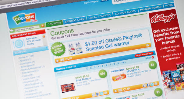 Coupons.com website - coupons, deals, savings online