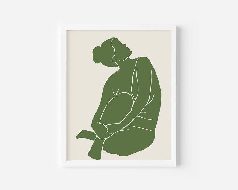 2) Green Nude 1 Abstract Art Print