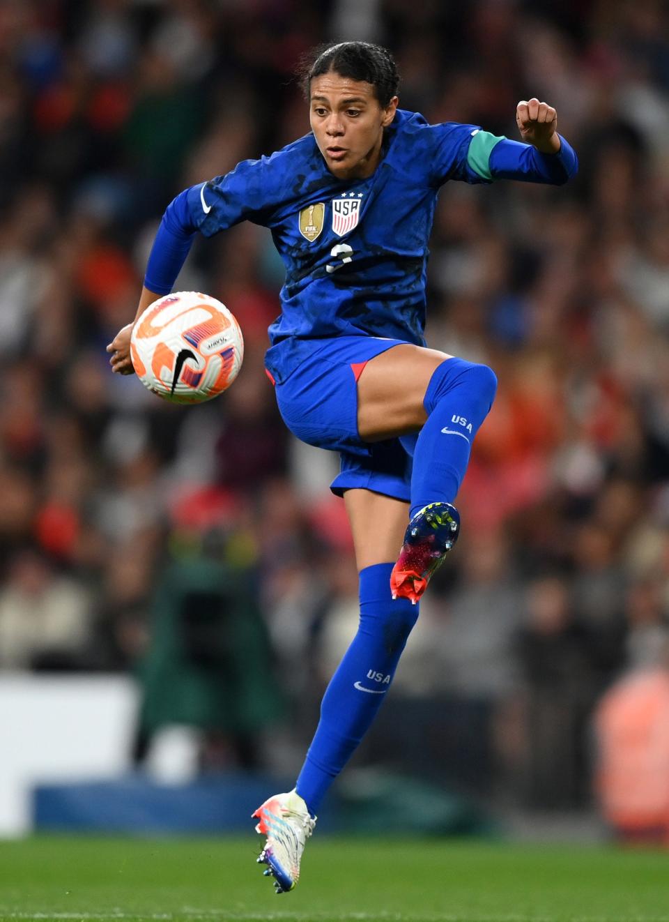 LONDON, ENGLAND - OCTOBER 07: Alana Cook of United States during the Women's International Friendly match between England and USA at Wembley Stadium on October 07, 2022 in London, England. (Photo by Justin Setterfield/Getty Images) (Photo by Justin Setterfield/Getty Images)