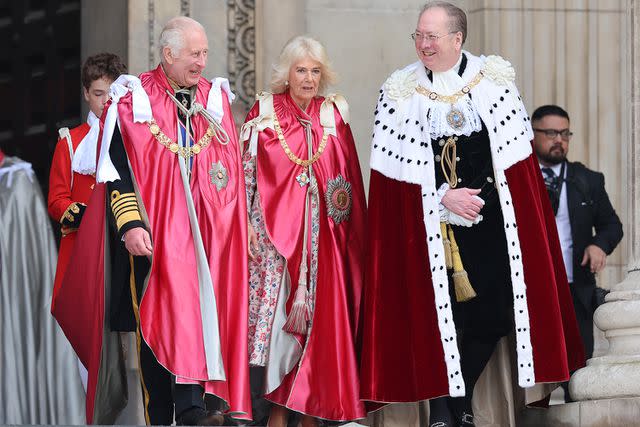 <p>Chris Jackson/Getty Images</p> King Charles and Queen Camilla attend a service of dedication for the Order of The British Empire at St. Paul's Cathedral on May 15, 2024