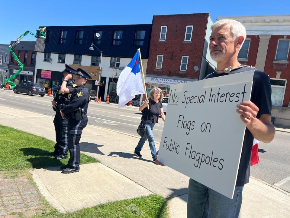 Mike Verwolf showed up at some of the ceremonies to celebrate the raising of the Pride flag in Zorra township and in Ingersoll. He said the Pride flag and other ‘special interest’ flags should not be flown from flag poles on public property.