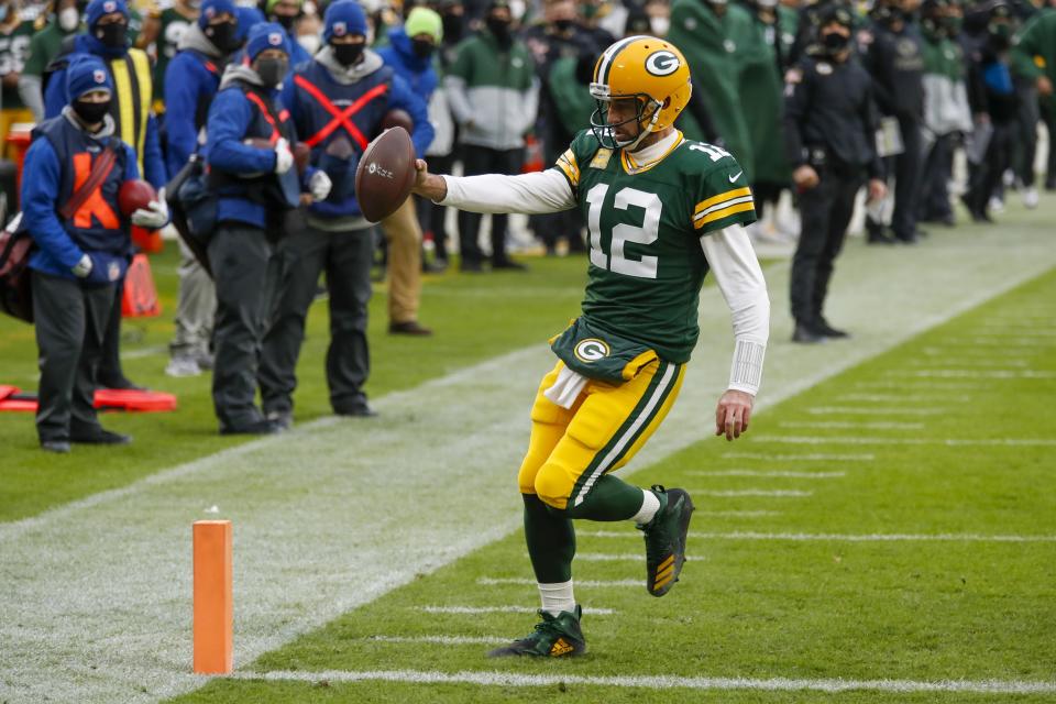 Green Bay Packers' Aaron Rodgers won his third NFL MVP award. (AP Photo/Matt Ludtke)