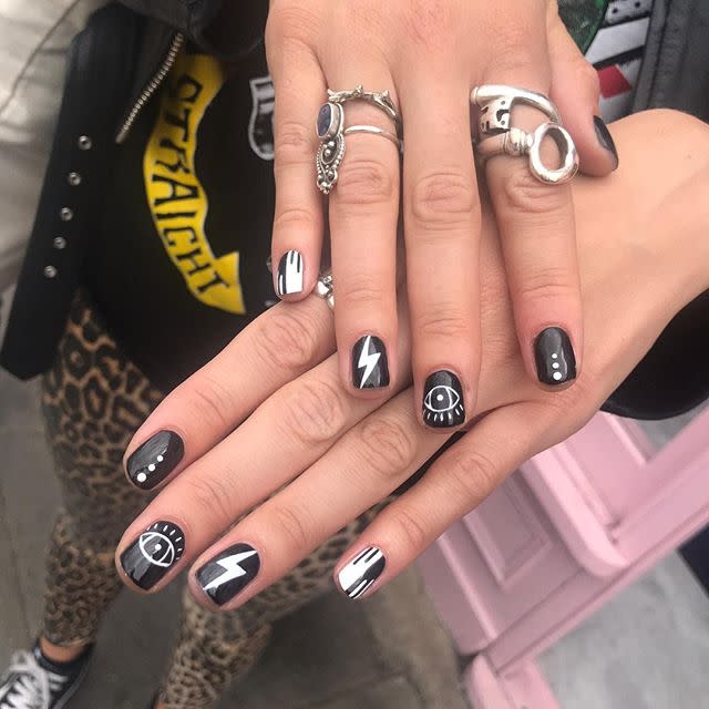 <p>We love the simplicity of this black and white nail art.</p><p><a href="https://www.instagram.com/p/B1eZQgip-Wz/" rel="nofollow noopener" target="_blank" data-ylk="slk:See the original post on Instagram;elm:context_link;itc:0;sec:content-canvas" class="link ">See the original post on Instagram</a></p>