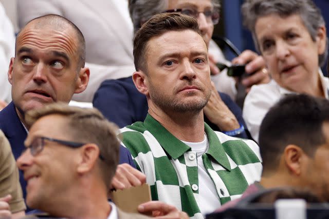 <p>Sarah Stier/Getty</p> Justin Timberlake at the 2023 US Open men's final