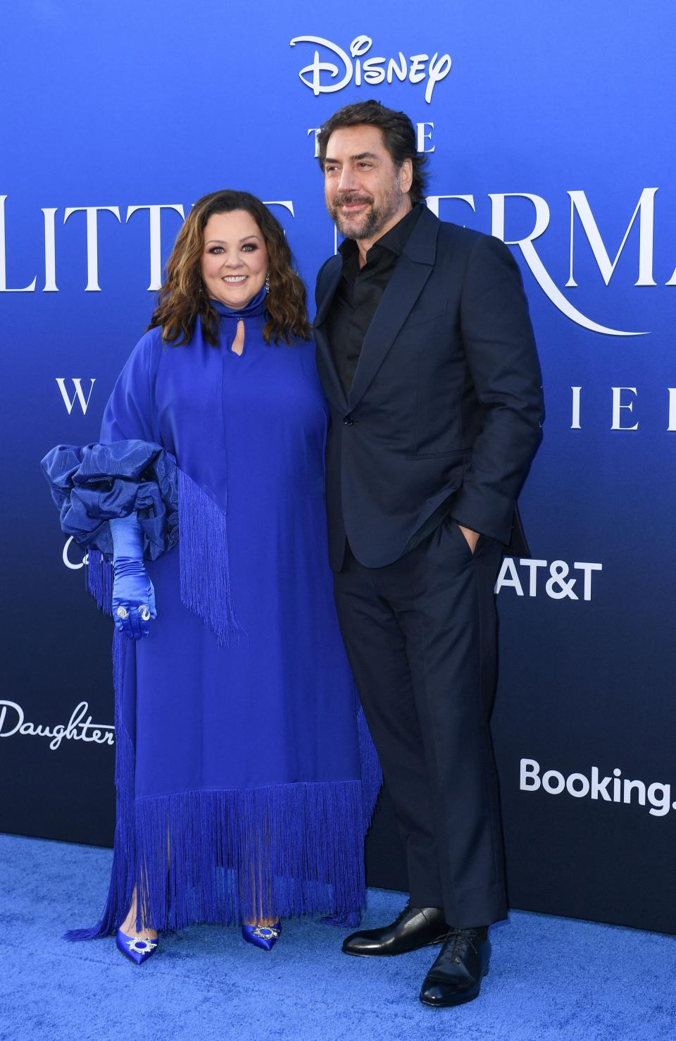 Melissa McCarthy and Javier Bardem arrive for the world premiere of Disney's "The Little Mermaid" at the Dolby Theatre in Hollywood, California, on May 8, 2023.