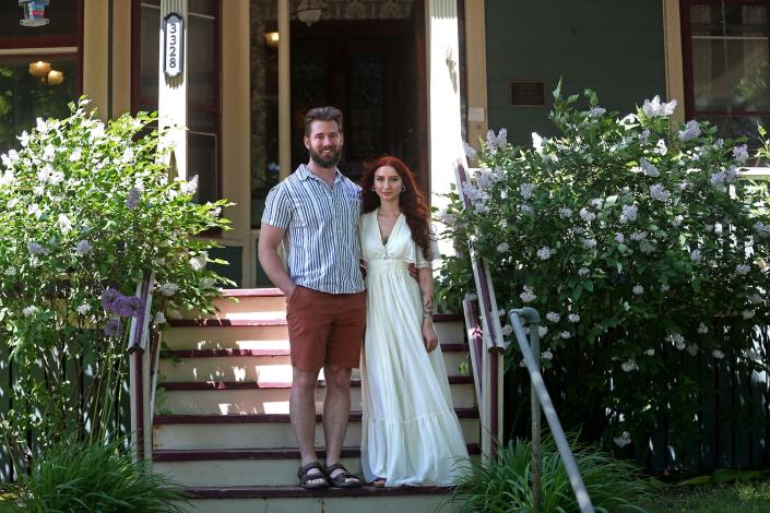 The Concordia home of Martin Barnard and Sherry Kelly, formerly the home of Milwaukee Mayor Daniel Hoan, is being restored inside and out. Kelly is doing much of the work herself, with help from Barnard and her father.