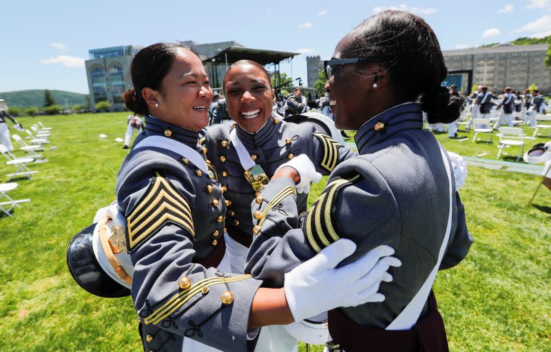 West Point graduating cadets celebrate at 2020 United States Military Academy Graduation Ceremony at West Point, New York