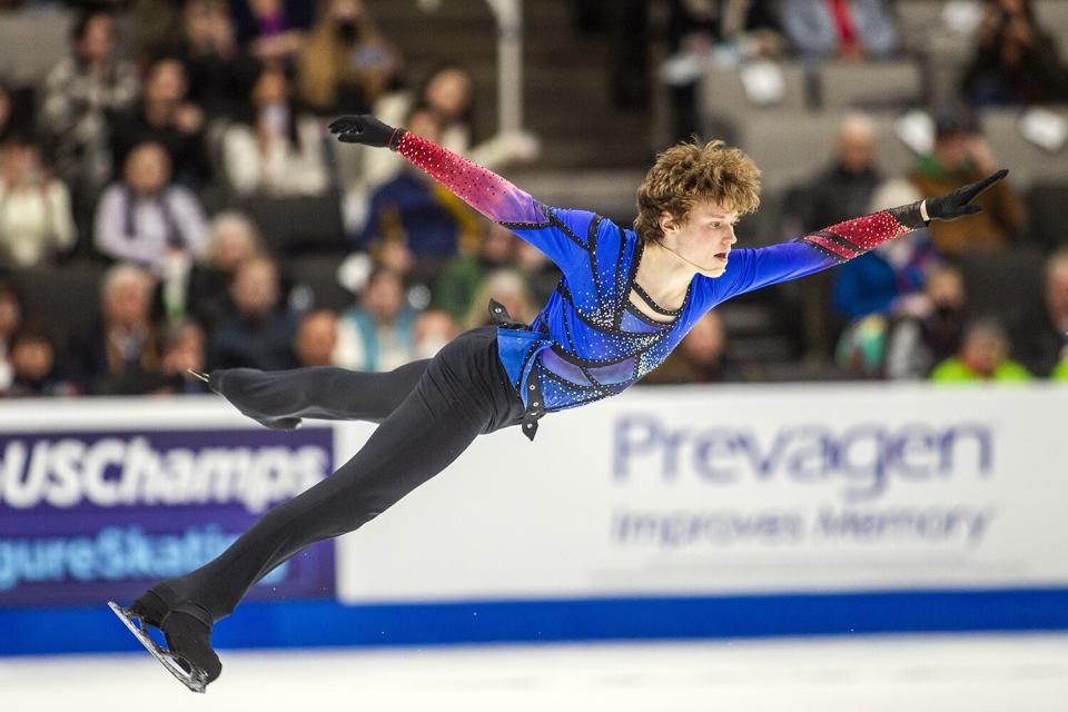 Ilia Malinin performs during the men's free skate program at the U.S. figure skating championships