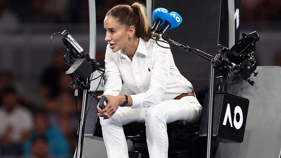 Marijana Veljovic, pictured here talking with Nick Kyrgios at the Australian Open.