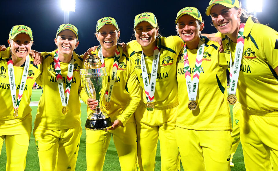 Alyssa Healy, Rachael Haynes, Meg Lanning, Ellyse Perry, Beth Mooney and Tahlia McGrath.