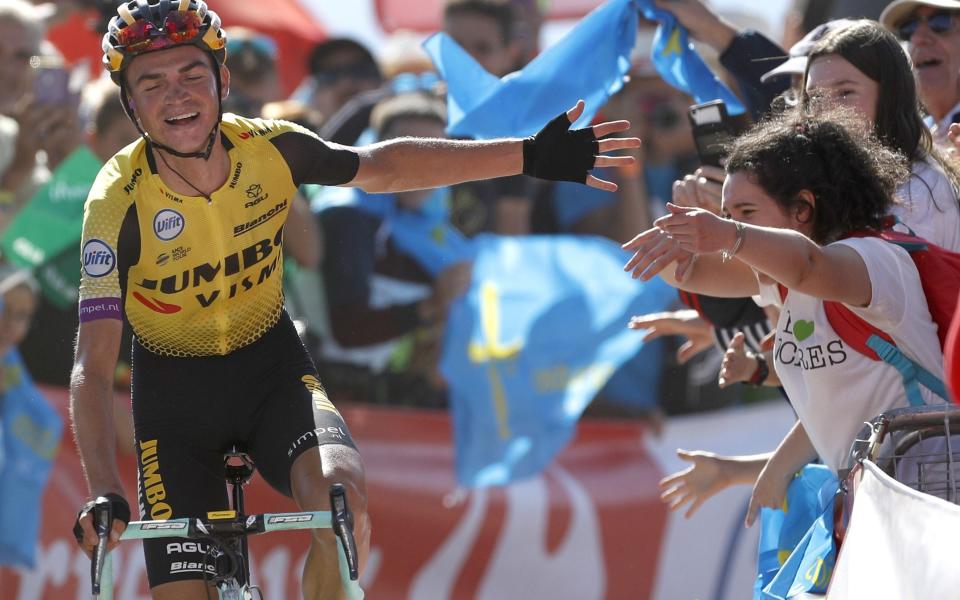 Sepp Kuss was able to enjoy his first win at a grand tour  - EPA