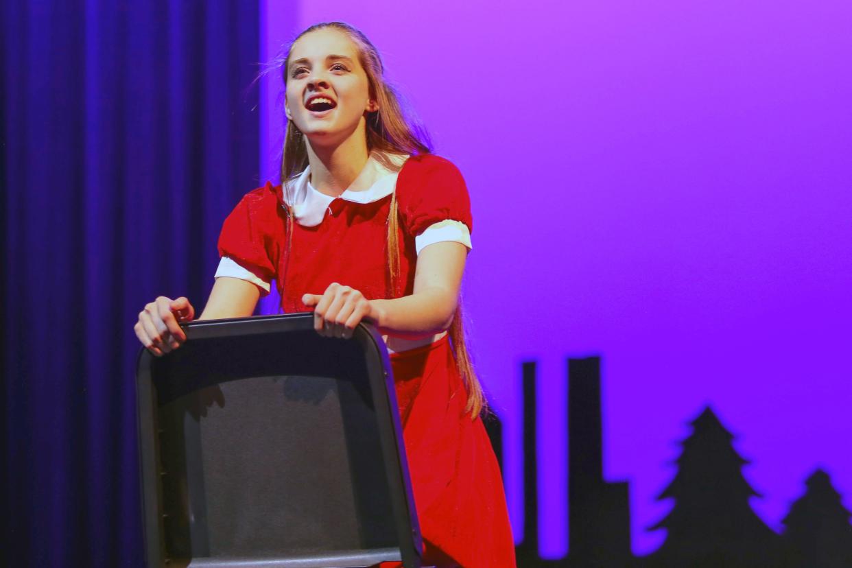 Avery Tollison performs as Annie during a dress rehearsal for Sherman High School's upcoming performance of All Together Now, which will be put on this weekend.