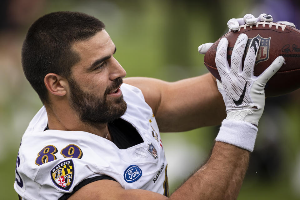 Mark Andrews of the Baltimore Ravens has been a reliable tight end for Lamar Jackson. (Photo by Scott Taetsch/Getty Images)