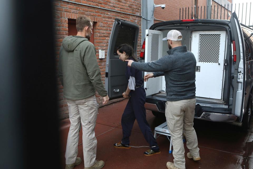 Donnae Barlow arrives at the federal courthouse in Flagstaff, Ariz., on Dec. 7, 2022. Barlow and two other women from a polygamous sect near the Arizona-Utah border are charged with kidnapping and impeding a foreseeable prosecution.