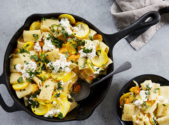 Skillet Pasta with Squash, Ricotta and Basil