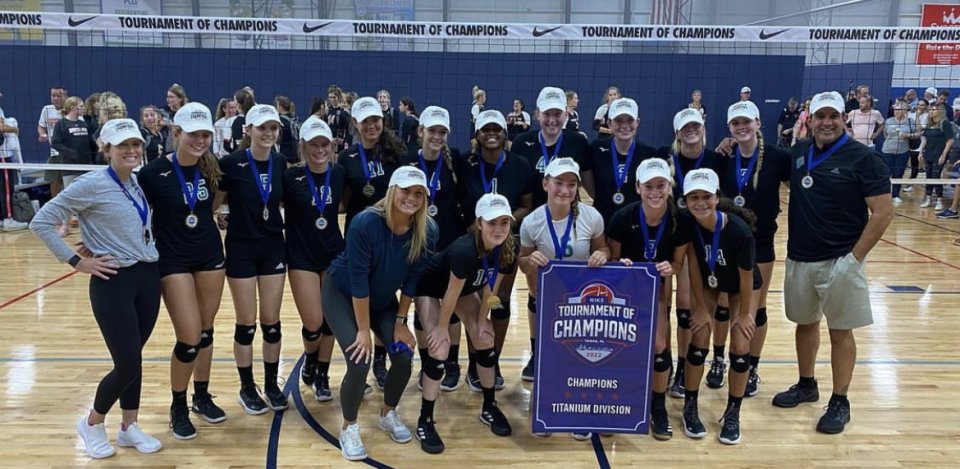 Jensen Beach's volleyball team brought home championship of the Titanium Division of the Nike Tournament of Champions in Tampa on Sep. 2-3. In the championship match, the Falcons rallied from losing the opening set against Bishop Moore to win 18-25, 25-21 and 15-5 to bring home the hardware.