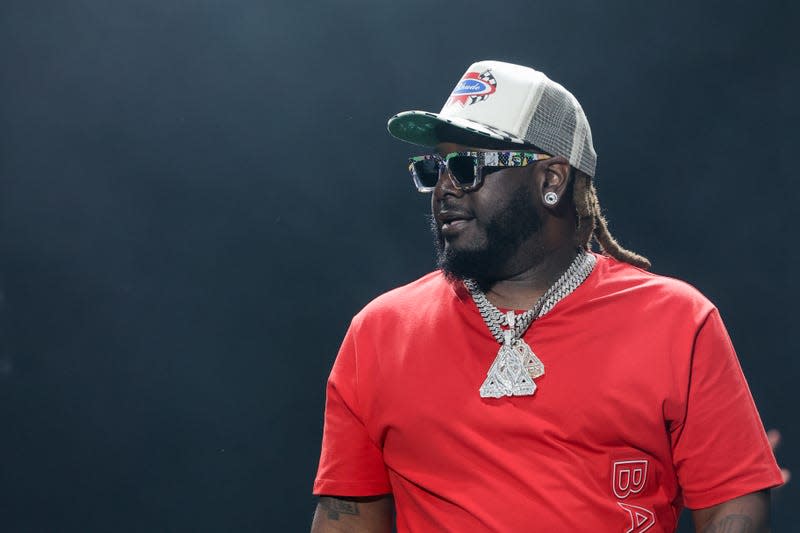 T-Pain performs at JuicyFest at North Harbour Stadium on January 06, 2024 in Auckland, New Zealand.
