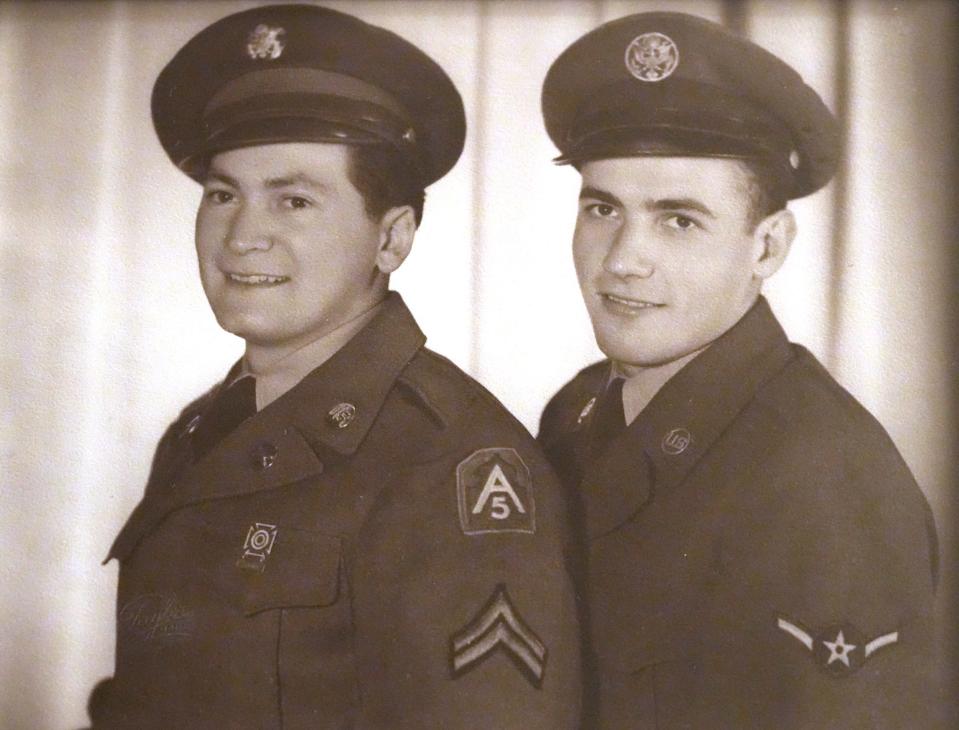 Albert Beder, left, and his friend Howard Melton met in a forced labor camp in Riga, Latvia as children and stayed together throughout World War II. They both immigrated to Milwaukee after the war and served in the U.S. military.