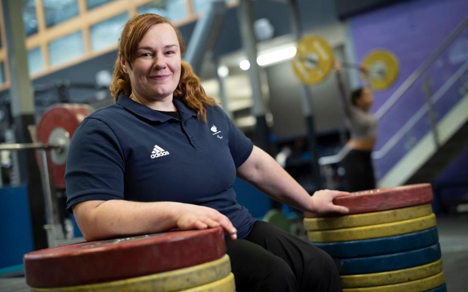 Para Powerlifter Louise Sugden during a training break ahead of the upcoming Para Powerlifting World Cup in Manchester this weekend - David Rose