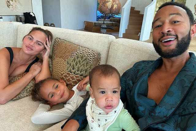 <p>John Legend/Instagram</p> John Legend and Chrissy Teigen with Luna and Esti