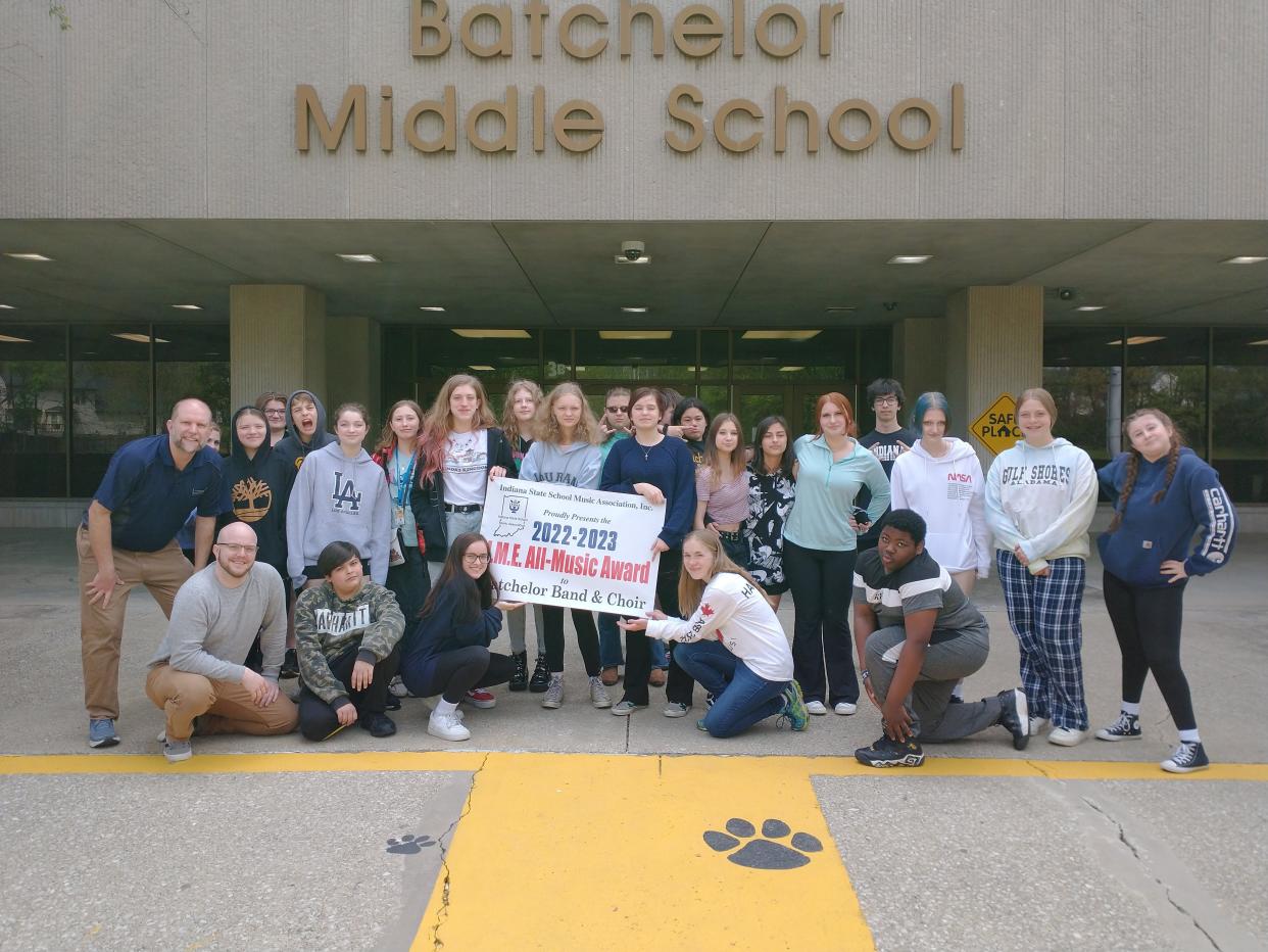 For the first time, Batchelor Middle School's seventh-and eighth-grade musicians in both band and choir received the “All Music Award” for performances sponsored by the Indiana State School Music Association.