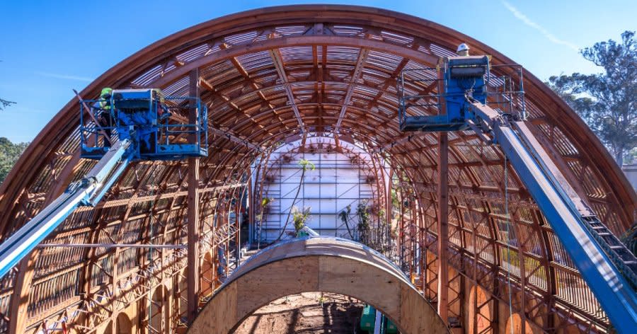 Interior of the Botanical Building as crews near completion. (Courtesy of the City of San Diego)