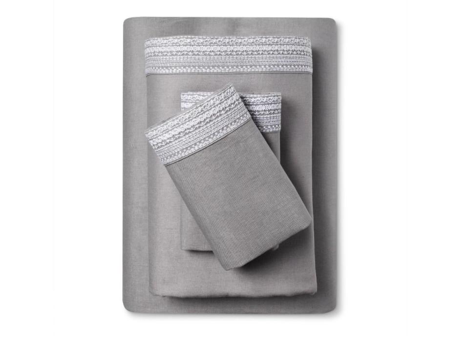 <strong><a href="https://fave.co/2TPxfej" target="_blank" rel="noopener noreferrer">This set of solid linen sheets from Target</a></strong> is made entirely of lightweight linen that'll keep you cool and comfortable all night long. They're made with a delicate and detailed embroidered edge to add just a touch of personality to any space. <strong><a href="https://fave.co/2TPxfej" target="_blank" rel="noopener noreferrer">Get a full set at Target starting at $140</a></strong>.