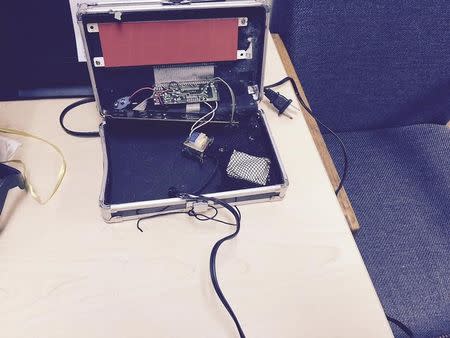 A homemade clock made by Ahmed Mohamed, 14, is seen in an undated picture released by the Irving Texas Police Department September 16, 2015. REUTERS/Irving Texas Police Department/Handout via Reuters