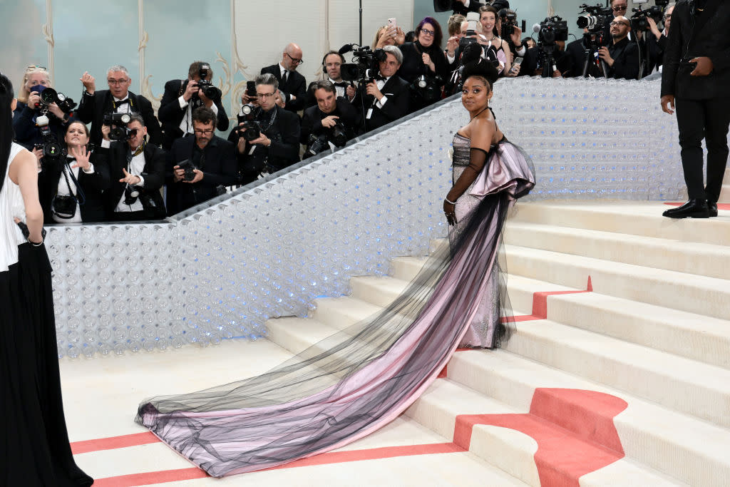 Quinta Brunson walks the red carpet at the 2023 Met Gala on May 1 at Metropolitan Museum of Art in New York City. (Photo: Jamie McCarthy/Getty Images)
