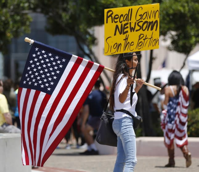 A couple of hunde people attended the Recall Gavin Newsom Rally\