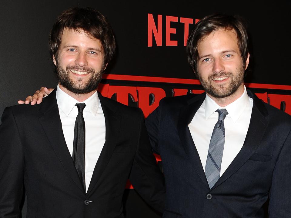 Creators and Executive Producers Ross Duffer and Matt Duffer attend the premiere of "Stranger Things" at Mack Sennett Studios on July 11, 2016 in Los Angeles, California