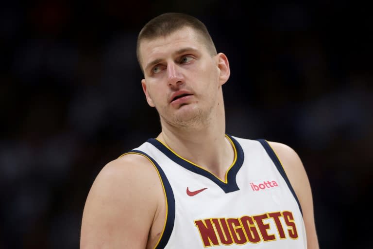 Le double MVP des Nuggets Nikola Jokic lors d'un match de saison régulière de NBA face aux New York Knicks, le 21 mars 2024 à Denver (MATTHEW STOCKMAN)