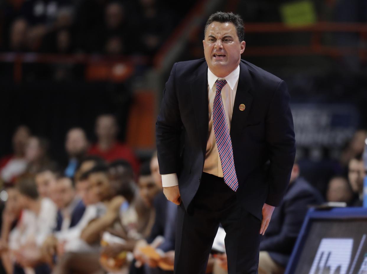 Arizona head coach Sean Miller during a first-round game against Buffalo in the NCAA men’s college basketball tournament Thursday, March 15, 2018, in Boise, Idaho. (AP Photo/Ted S. Warren)