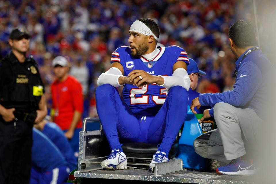 Buffalo Bills safety Micah Hyde was carted off the field on Sept. 19 after suffering a neck injury.