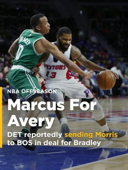 Sources: Pistons sending Marcus Morris to Boston in deal for Avery Bradley