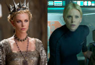 <b>Good Eye for Evil</b><br>This is <a href="http://movies.yahoo.com/person/charlize-theron/" data-ylk="slk:Charlize Theron;elm:context_link;itc:0;sec:content-canvas" class="link ">Charlize Theron</a>’s second bad-guy role in as many weeks. Last week, “Snow White and the Huntsman” opened, in which Theron chillingly plays the evil Queen Ravenna. And this week, in “Prometheus,” Theron plays the mysteriously objectionable Meredith Vickers, who is on board the Prometheus as a representative of Weyland Industries, the company that is bankrolling the mission. In a sense, it was Theron’s combativeness that initially got her into the business. According to Hollywood lore (<a href="http://movies.nytimes.com/person/216257/Charlize-Theron" rel="nofollow noopener" target="_blank" data-ylk="slk:and the New York Times;elm:context_link;itc:0;sec:content-canvas" class="link ">and the New York Times</a>), Theron was discovered when a talent agent spotted the 18-year-old fighting with a Hollywood bank manager who refused to cash the actress’s check. Odds are she wouldn’t have any trouble cashing that check now.