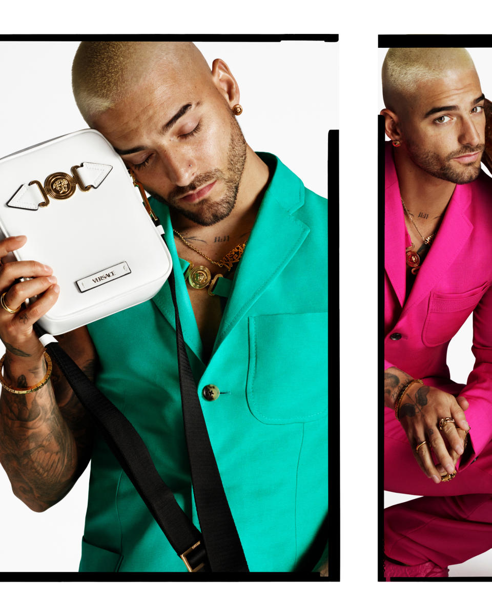 Maluma fronts the Versace spring 2022 advertising campaign. - Credit: Mert Alas and Marcus Piggott/Courtesy of Versace