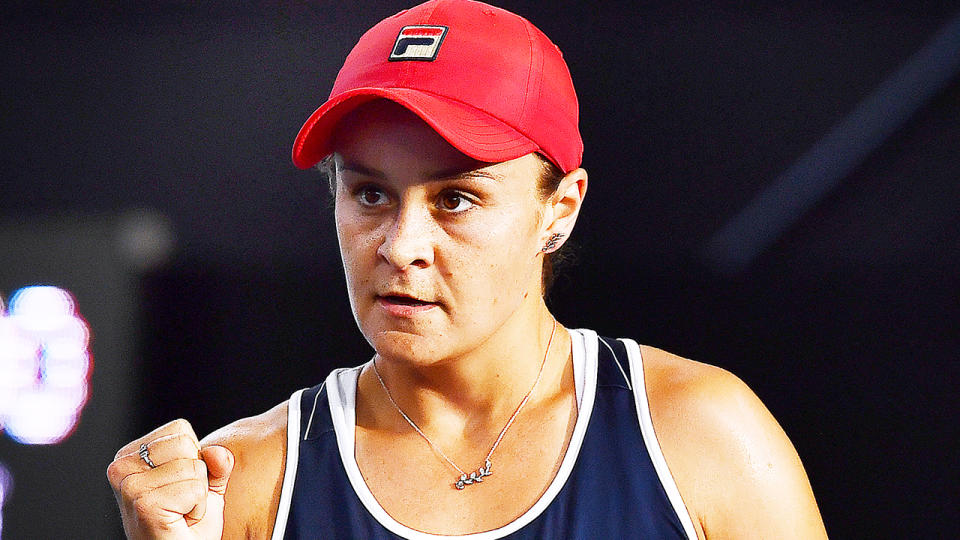 Ash Barty, pictured at the Adelaide International, faces a tough road to the Australian Open crown.