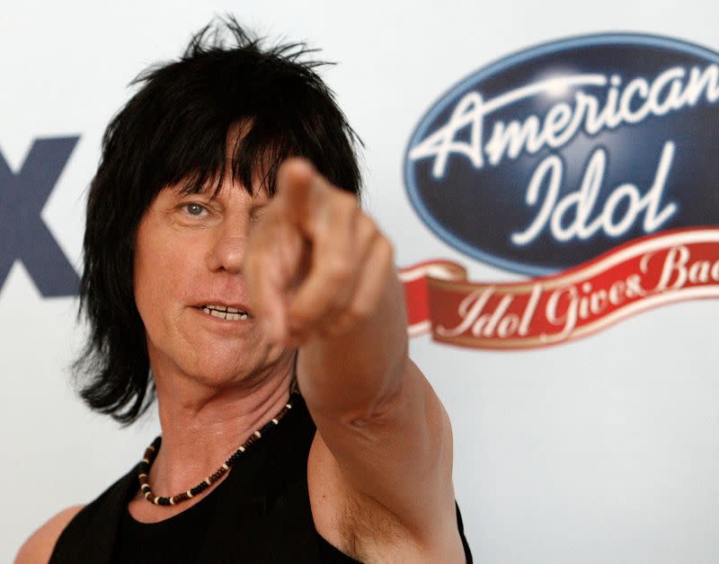 FILE PHOTO: Jeff Beck gestures backstage during the Idol Gives Back show in Los Angeles