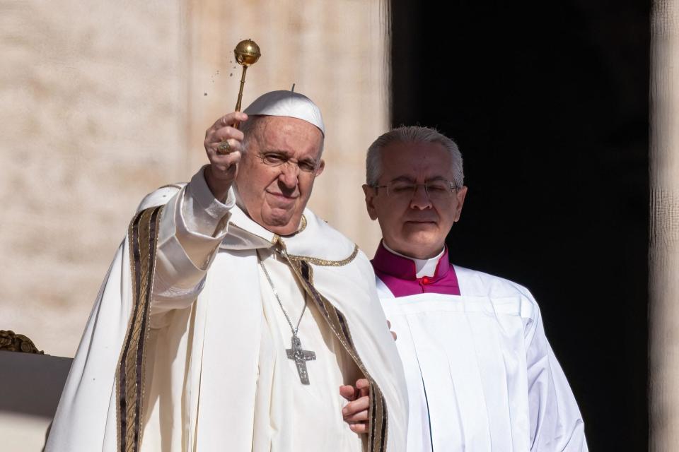Pope Francis celebrates the Easter Mass in Vatican - 09 Apr 2023