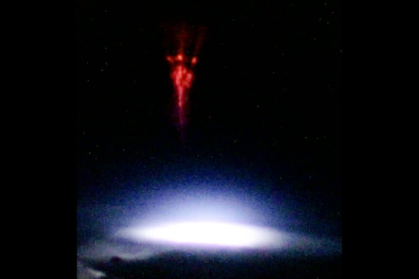 Red sprite over thundercloud