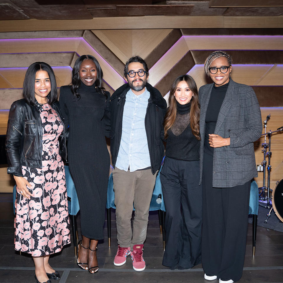 Pauline Fischer, Anna Diop, Jacqueline Coley, Brenda Song and Carlos Estrada Lopez at the Ghetto Film School (GFS) and Madison Wells host fourth annual New Voices Speaker Series.